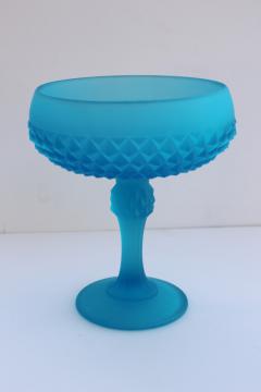 catalog photo of vintage Indiana glass diamond point candy dish, frosted blue satin glass