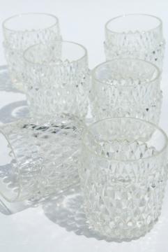 catalog photo of vintage Indiana glass diamond point pattern tumblers, old fashioned lowballs rocks glasses