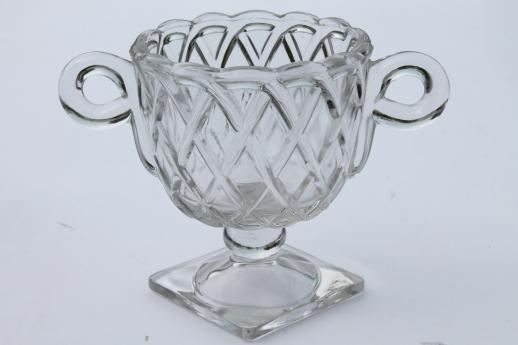 photo of vintage Indiana glass pretzel pattern cream pitcher & sugar bowl set #2