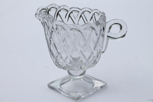 photo of vintage Indiana glass pretzel pattern cream pitcher & sugar bowl set #3