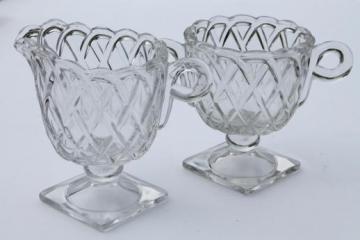catalog photo of vintage Indiana glass pretzel pattern cream pitcher & sugar bowl set