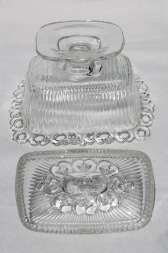 photo of vintage Indiana glass wedding box candy dish, open lace edge pattern glass #4