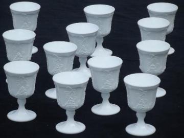 catalog photo of vintage Indiana harvest grapes milk glass wine goblets or water glasses