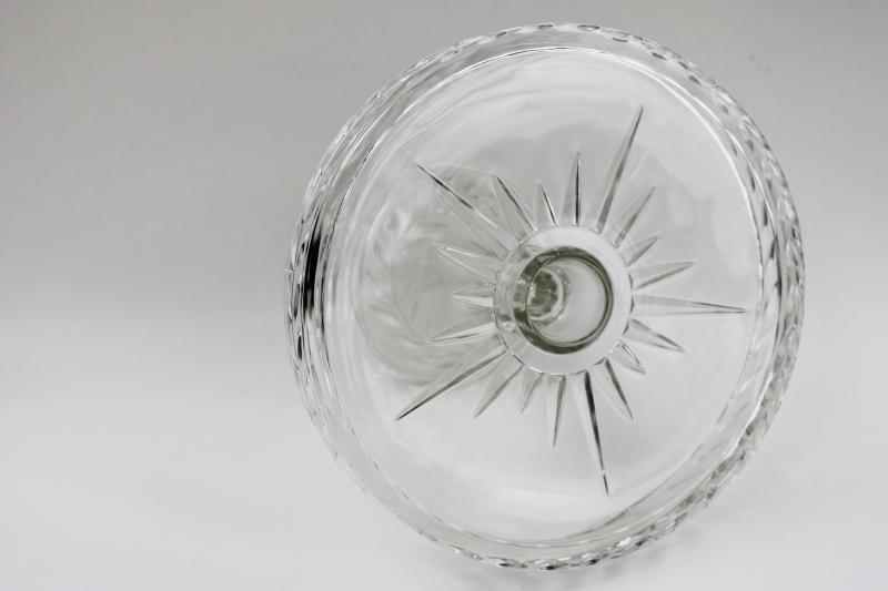 photo of vintage Indiana laurel pattern cake stand, heavy crystal clear glass pedestal plate #5