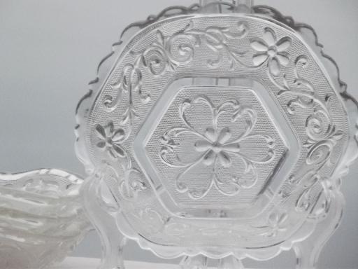 photo of vintage Indiana sandwich glass, set of hexagonal bowls w/ scalloped edge #2