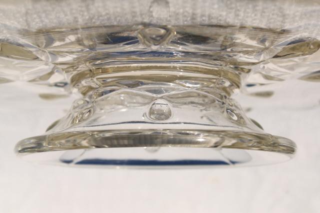 photo of vintage Indiana teardrop pattern clear glass cake plate, low footed pedestal plate #7