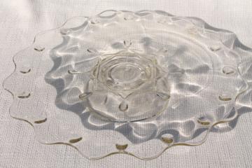 catalog photo of vintage Indiana teardrop pattern clear glass cake plate, low footed pedestal plate