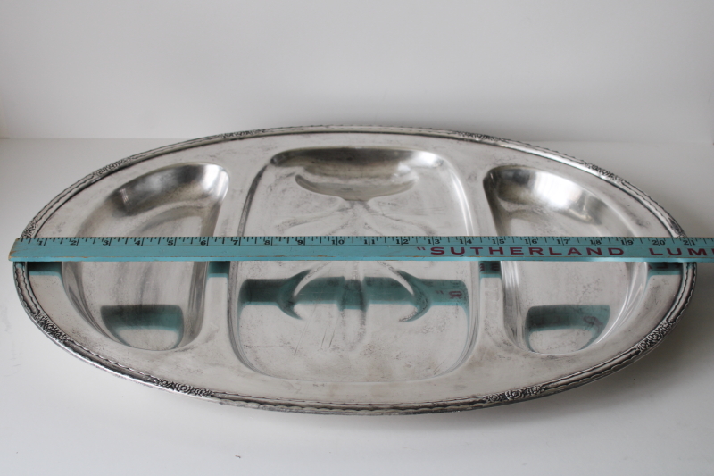 photo of vintage International Silver Camille huge three part serving tray, meat platter w/ two covered side dishes  #2