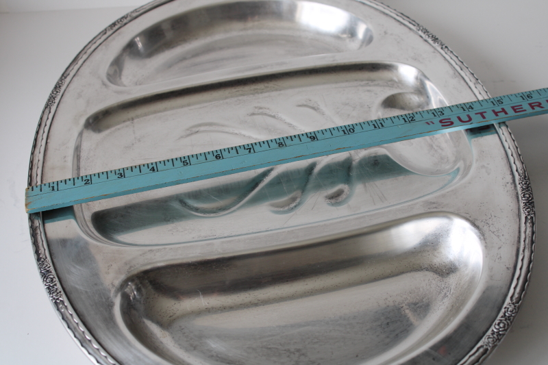 photo of vintage International Silver Camille huge three part serving tray, meat platter w/ two covered side dishes  #3