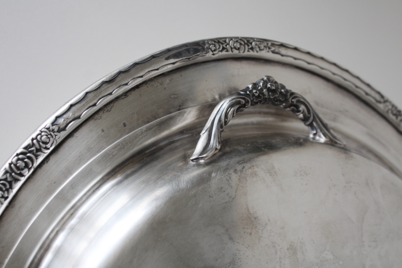 photo of vintage International Silver Camille huge three part serving tray, meat platter w/ two covered side dishes  #5
