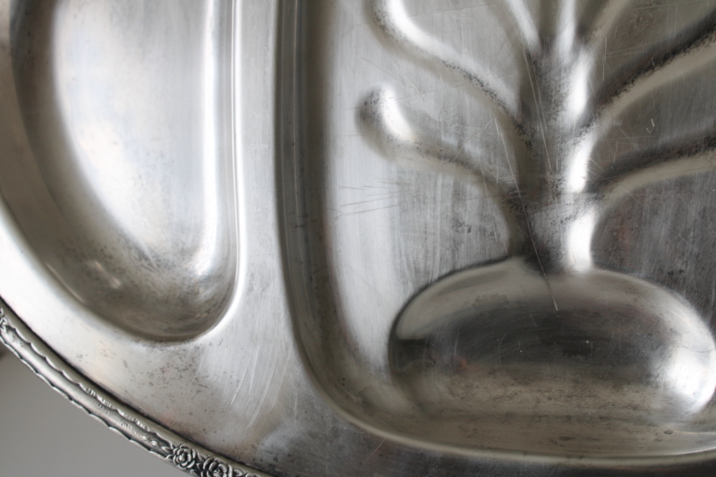 photo of vintage International Silver Camille huge three part serving tray, meat platter w/ two covered side dishes  #9