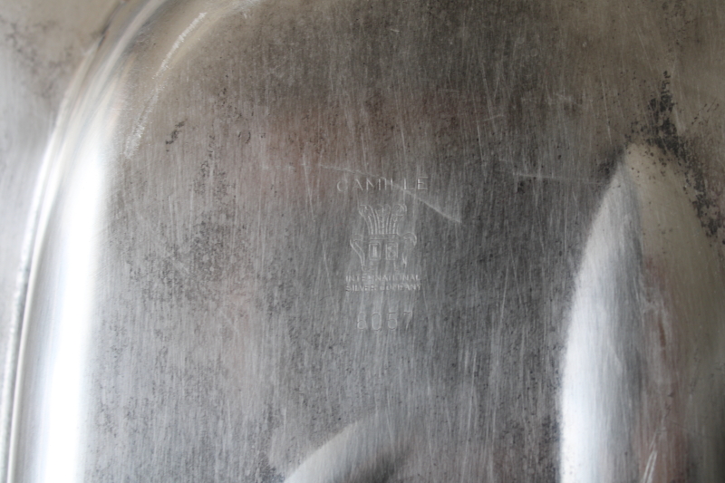 photo of vintage International Silver Camille huge three part serving tray, meat platter w/ two covered side dishes  #10