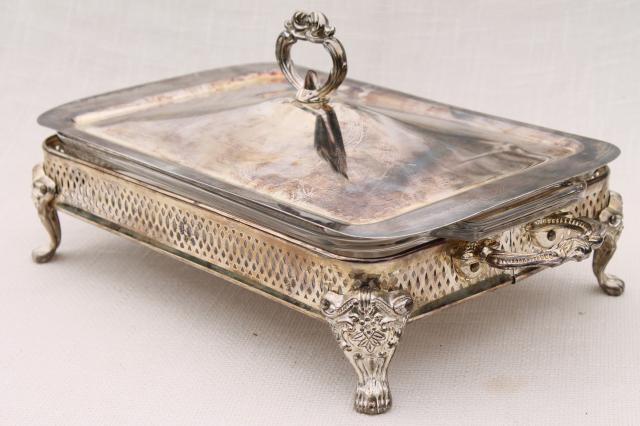 photo of vintage International Silver silverplate chafing dish warming stand buffet server #1