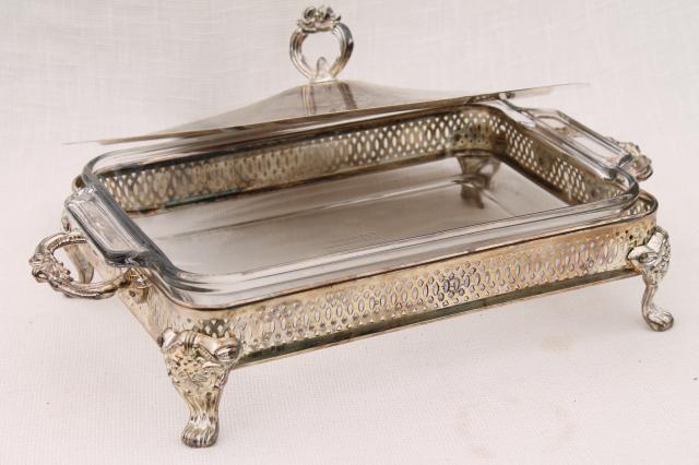 photo of vintage International Silver silverplate chafing dish warming stand buffet server #5