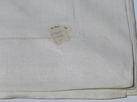 photo of vintage Ireland, pure linen hemstitched table covers or luncheon cloths, mint w/ tag #3