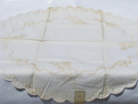 photo of vintage Ireland, pure linen hemstitched table covers or luncheon cloths, mint w/ tag #4