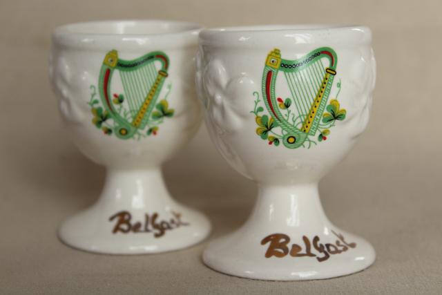 photo of vintage Irish Carrigcraft pottery County Cork, egg cups souvenir of Belfast Ireland #6