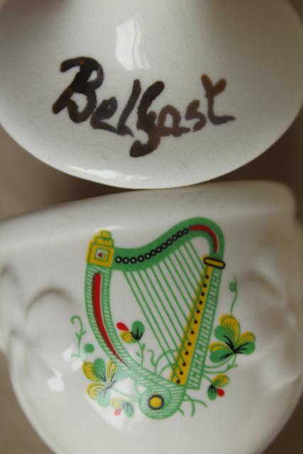 photo of vintage Irish Carrigcraft pottery County Cork, egg cups souvenir of Belfast Ireland #7