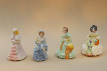 catalog photo of vintage Irish dresden china lace miniatures, lady figurines collection