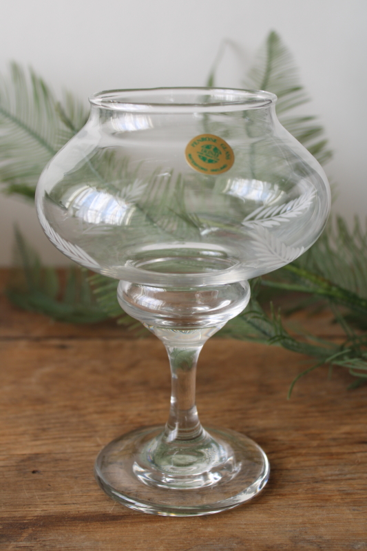 photo of vintage Irish hand cut crystal ivy ball vase w/ fern pattern, Waterford Ireland Penrose label  #1