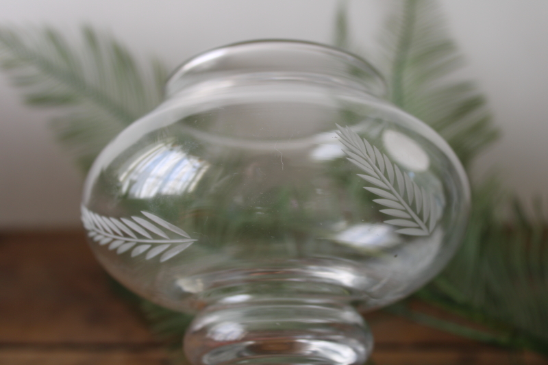 photo of vintage Irish hand cut crystal ivy ball vase w/ fern pattern, Waterford Ireland Penrose label  #4