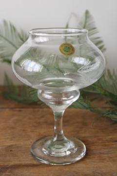 vintage Irish hand cut crystal ivy ball vase w/ fern pattern, Waterford Ireland Penrose label 