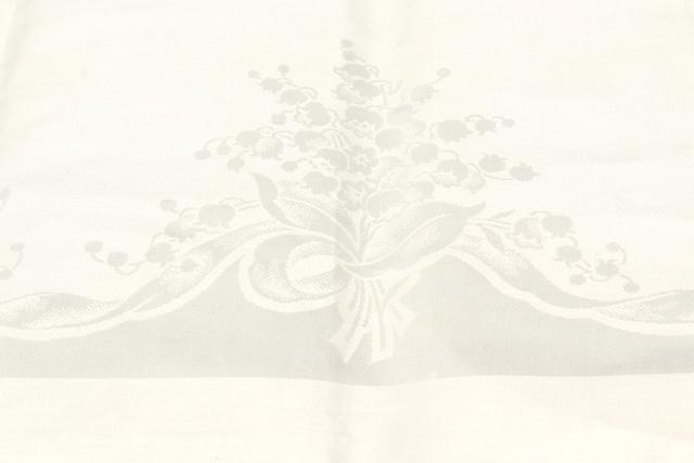 photo of vintage Irish linen damask banquet tablecloth & napkins w/ original Ireland labels #2