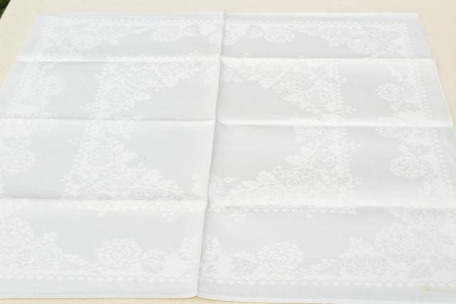 photo of vintage Irish linen damask banquet tablecloth & napkins w/ original Ireland labels #4