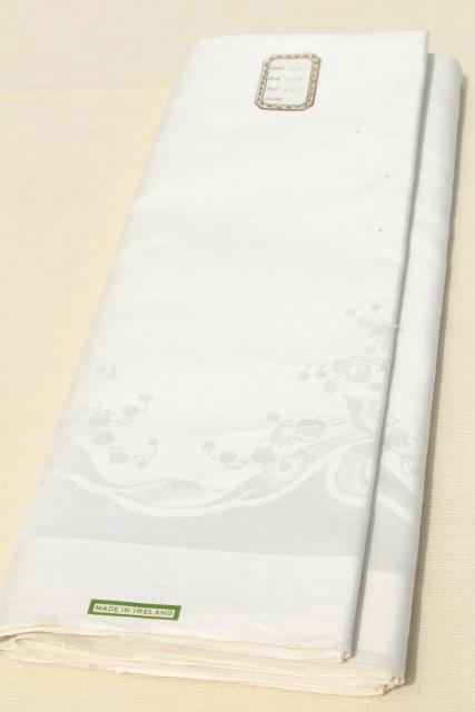 photo of vintage Irish linen damask banquet tablecloth & napkins w/ original Ireland labels #7