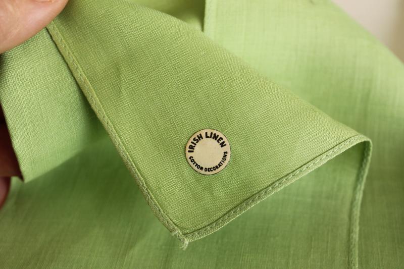 photo of vintage Irish linen guest towels, pastel colors w/ Madeira embroidery original labels #8