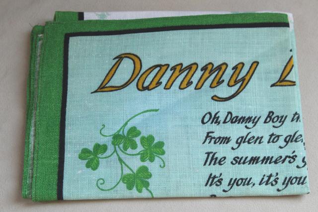 photo of vintage Irish linen tea towel, Danny Boy lyrics print, souvenir of Ireland #6