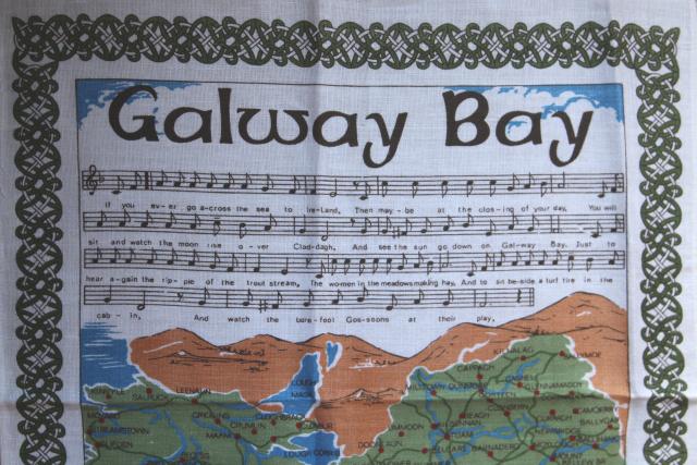 photo of vintage Irish linen tea towel, Galway Bay lyrics print, souvenir of Ireland #4