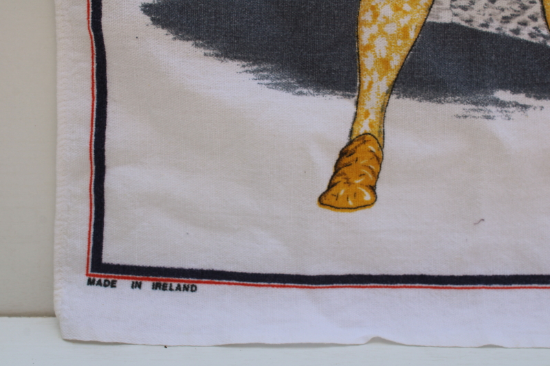 photo of vintage Irish linen tea towel, Henry VIII of England print souvenir towel made in Ireland  #2