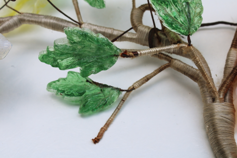 photo of vintage Italian Murano art glass flowers, flower petals and leaves w/ wire stems #4