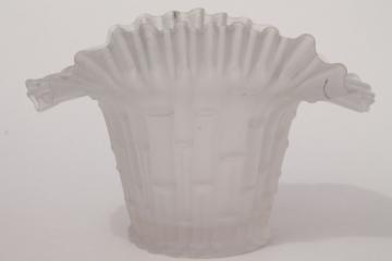 catalog photo of vintage Italian art glass vase w/ bamboo, crimped ruffle - camphor white frosted clear glass