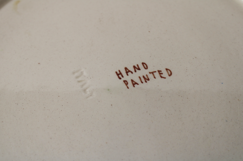 photo of vintage Italian ceramic cake plate or small tray, hand painted flowers in bright spring colors  #7