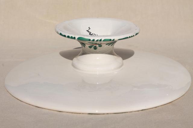 photo of vintage Italian ceramic cake stand & server, hand painted fruit Italy pottery #2