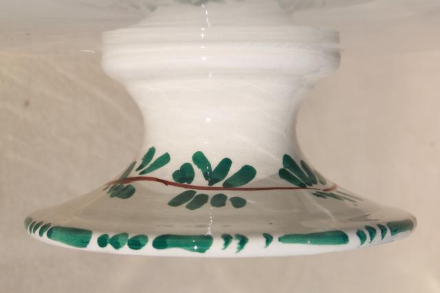 photo of vintage Italian ceramic cake stand & server, hand painted fruit Italy pottery #5