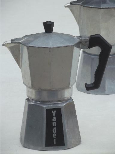 photo of vintage Italian espresso coffee pots, Vandel stove top coffee pot #1