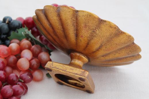 photo of vintage Italian florentine gold ceramic compote pedestal w/ faux fruit grapes #4