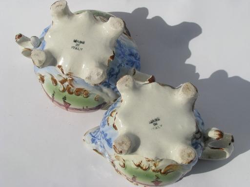 photo of vintage Italian majolica pottery tea cups and saucers, Italy - Deruta? #7