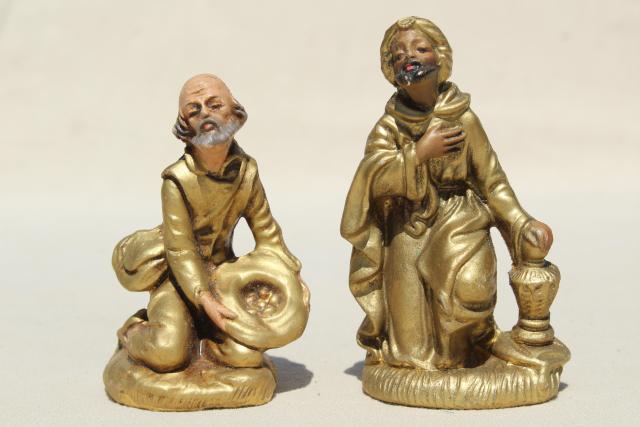 photo of vintage Italian nativity set scene creche figures, 60s mod gold Christmas decorations made in Italy #7