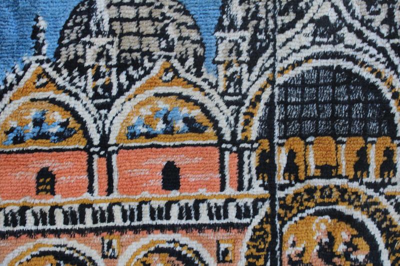 photo of vintage Italian tapestry small rug or wall hanging, St Mark's cathedral #6