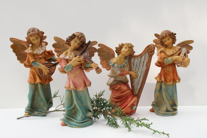 photo of vintage Italy Christmas angels, large plastic figures for Nativity scene #1