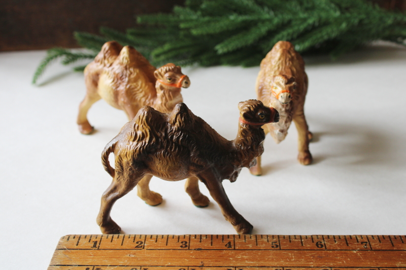 photo of vintage Italy Christmas nativity scene animals, three large camels creche figures #3