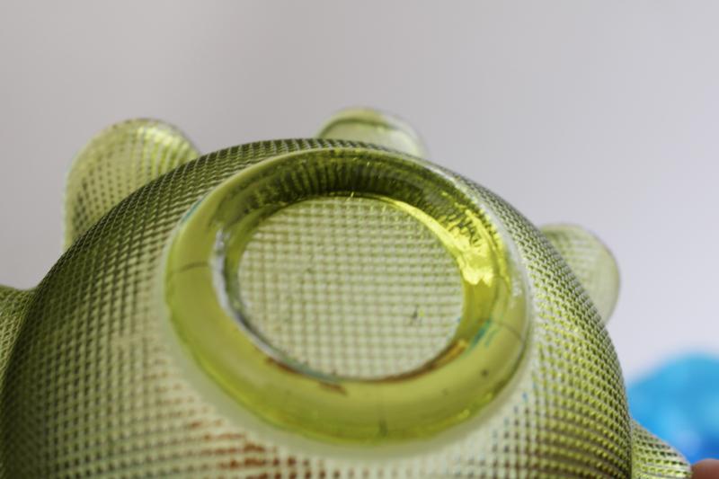 photo of vintage Italy Colony glass bowls, crimped ruffled dessert dishes colored glass  #5