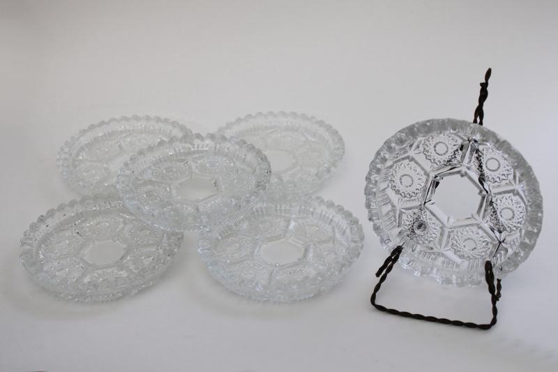 photo of vintage Italy crystal clear pressed glass coasters / individual ashtrays, set of 6 #1
