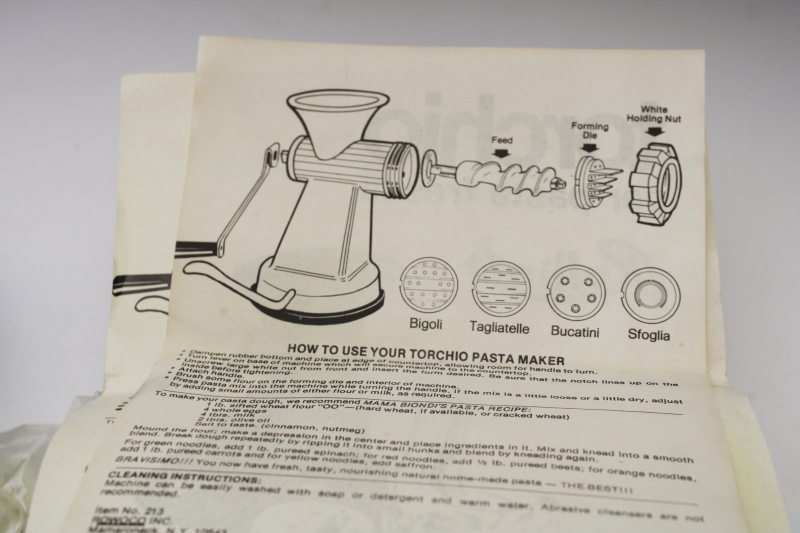 photo of vintage Italy hand crank pasta maker Rullinet Torchio interchangable extruder dies  #7