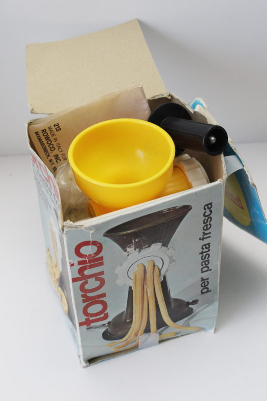 photo of vintage Italy hand crank pasta maker Rullinet Torchio interchangable extruder dies  #8