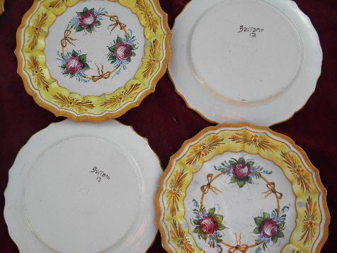 photo of vintage Italy, large set pottery plates, hand-painted Italian ceramic, bright flowers #2